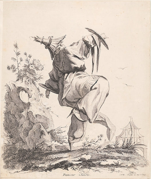 After François Boucher :Chinese Dancer from Livre de Chinois-16x12"(A3) Poster