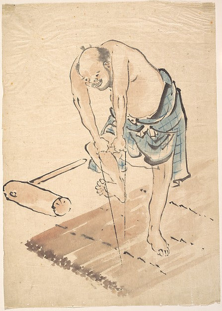 Man on a Raft-Katsushika Hokusai 1760–1849 Tokyo ),  Poster Print Wall Art