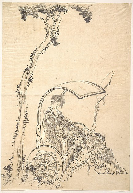 Lady in a Chariot-Katsushika Hokusai 1760–1849 Tokyo ),  Poster Print Wall Art