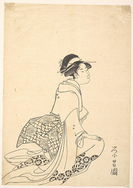 A Woman Kneeling-Ch?k?sai Eish?,  Poster Print