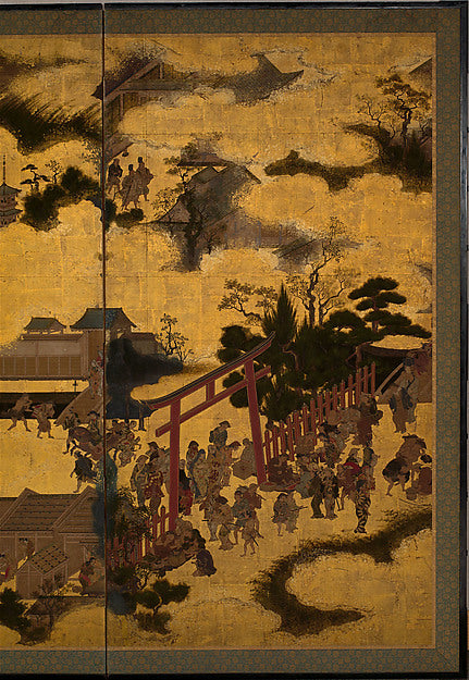 At the Shrine Gate 17th cent,Classic Ming China Image,  Poster Print Wall Art