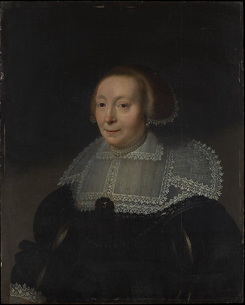 Michiel Jansz. van Mierevelt:Portrait of a Woman with a Lace-16x12"(A3) Poster
