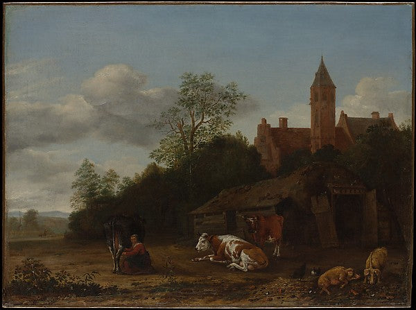 Anthonie van Borssom:Barnyard Scene c1650–55-16x12"(A3) Poster