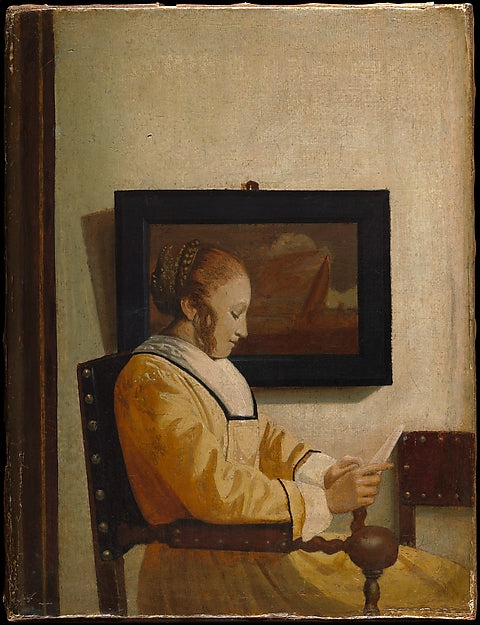 Imitator of Johannes Vermeer:A Young Woman Reading -16x12