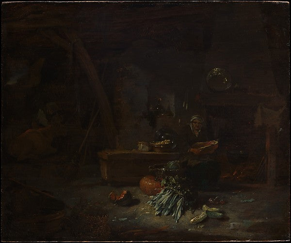 Willem Kalf:Interior of a Kitchen c1642–44-16x12"(A3) Poster