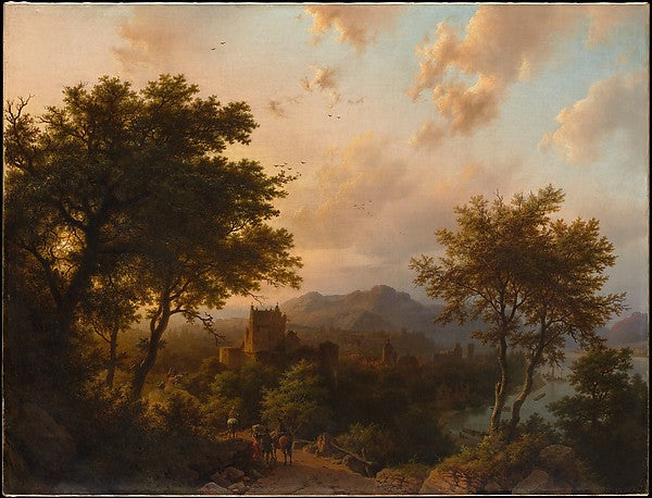 Barend Cornelis Koekkoek:Sunset on the Rhine 1853-16x12"(A3) Poster