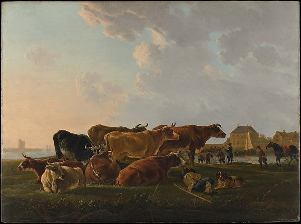 Jacob van Strij:Landscape with Cattle probably c1800-16x12"(A3) Poster