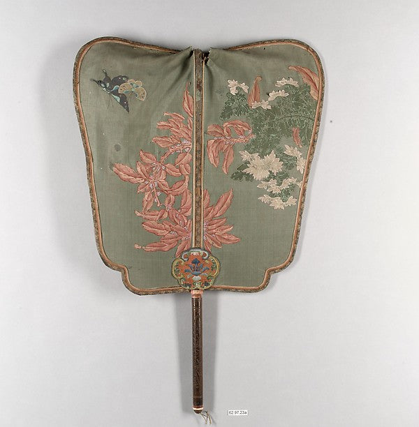Fan with Flowers and Butterflies 19th cent,  Poster Print Wall Art
