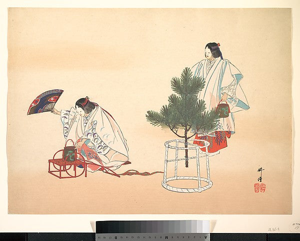 Scene from the Noh play "Matsukaze" c1910-Tsukioka Kgyo ,Japan ukiyo-e Period Image,  Poster Print Wall Art