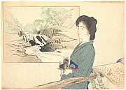 Woman and Mountain Palanquin 1911-Tsutsui Toshimine,16x12"(A3) Poster