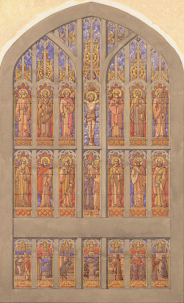 Design for a seven lancet window late 19th–early 20th cent Pos,  Poster Print Wall Art