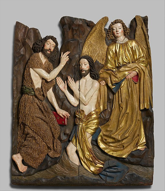 Workshop of Veit Stoss:Baptism of Christ c1480–1490-16x12"(A3) Poster