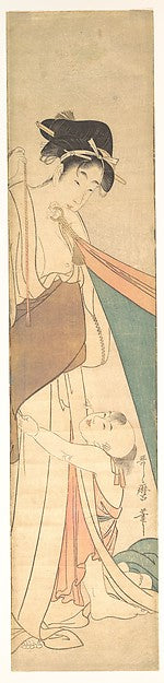 Woman and Child c1795-Kitagawa Utamaro,Classic Ming China Image,  Poster Print Wall Art