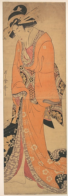 Geisha probably a Singing Girl-Kitagawa Utamaro,  Poster Print