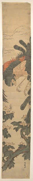 Phoenix Flying Over a Paulownia Tree c1770-Isoda Korysai, 16x12"(A3) Poster
