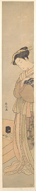 An Oiran Holding a Black Dog c1769-Suzuki Harunobu,  Poster Print