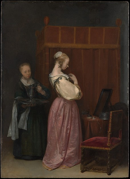Gerard ter Borch the Younger:A Young Woman at Her Toilet wit-16x12"(A3) Poster