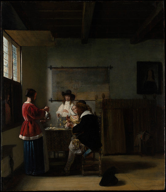 Pieter de Hooch:The Visit c1657-16x12"(A3) Poster