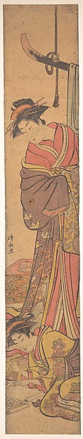Young Woman Looking over Shoulder of Another who is Writing a,  Poster Print