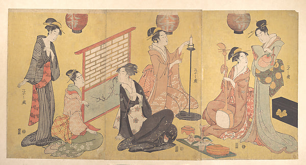 Geisha Preparing for an Entertainment c1794-Chbunsai Eishi, 16x12"(A3) Poster