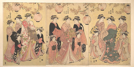 The Yoshiwara Parade in Autumn c1793-Chbunsai Eishi, 16x12"(A3) Poster
