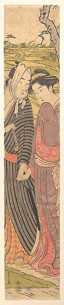 A Man and a Girl Walking in the Rice Fields c1780-Chbunsai Ei,16x12"(A3) Poster