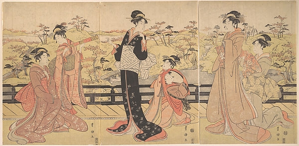 Women on a Veranda c1797-Utagawa Toyokuni I,16x12"(A3) Poster