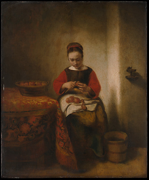 Nicolaes Maes:Young Woman Peeling Apples c1655-16x12"(A3) Poster