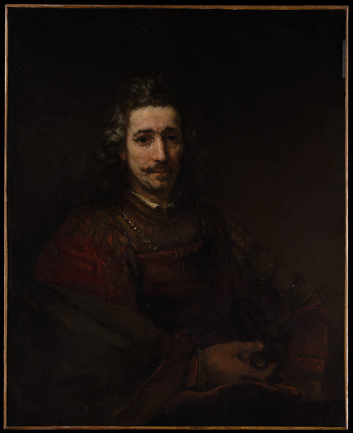 Rembrandt:Man with a Magnifying Glass early 1660s-16x12"(A3) Poster