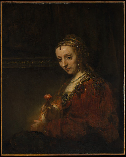 Rembrandt:Woman with a Pink early 1660s-16x12"(A3) Poster