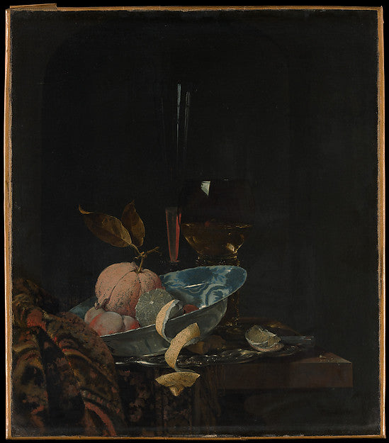 Willem Kalf:Still Life with Fruit Glassware and a Wanli Bowl-16x12"(A3) Poster