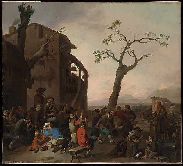Johannes Lingelbach:Peasants Dancing 1651-16x12"(A3) Poster