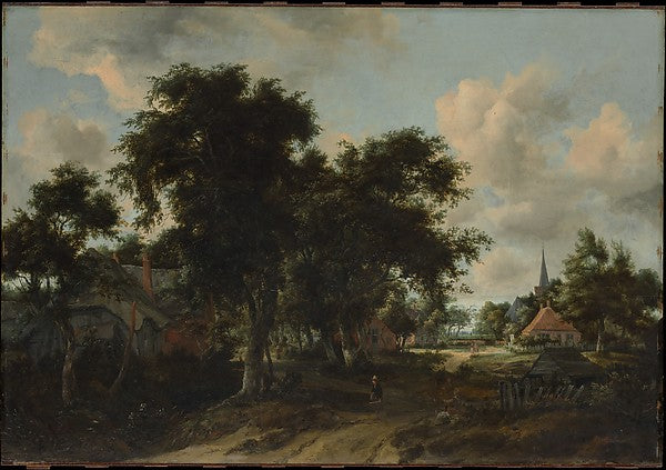 Meyndert Hobbema:Entrance to a Village c1665-16x12"(A3) Poster