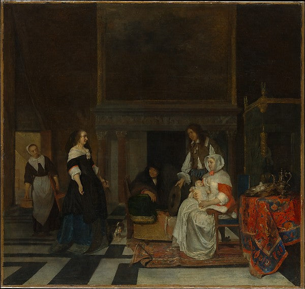 Gabriël Metsu:The Visit to the Nursery 1661-16x12"(A3) Poster