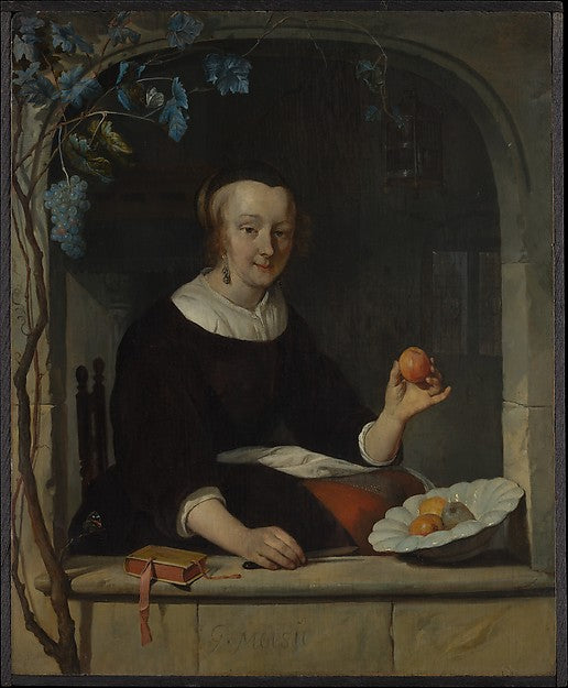 Gabriël Metsu:A Woman Seated at a Window early 1660s-16x12"(A3) Poster