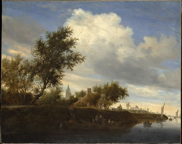 Salomon van Ruysdael:Ferry near Gorinchem 1646-16x12"(A3) Poster
