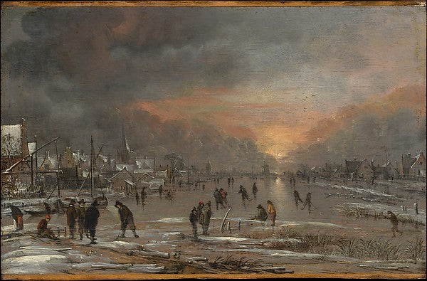 Aert van der Neer:Sports on a Frozen River probably c1660-16x12"(A3) Poster