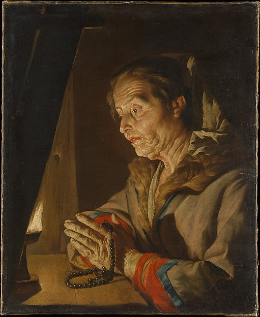 Matthias Stom:Old Woman Praying late 1630s or early 1640s-16x12"(A3) Poster