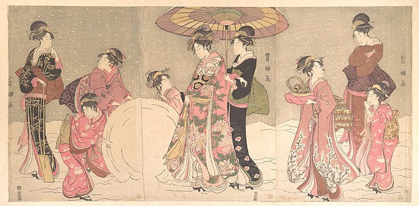 ,Courtesans and Attendants Making a Giant Snowball c,16x12