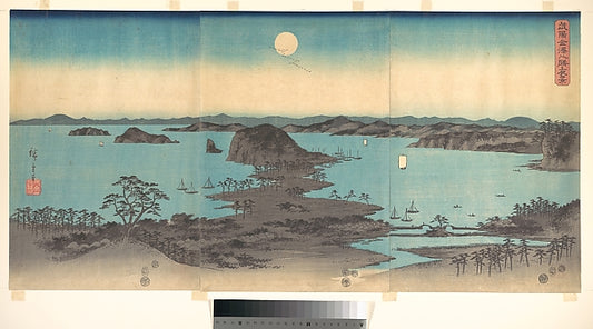 ,Full Moon at Kanazawa, Province of Musashi-Utagaw,16x12"(A3) Poster