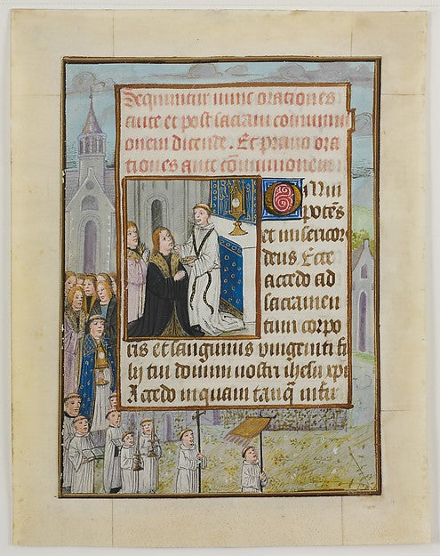 :Manuscript Leaf with the Holy Communion from a Book of Hour-16x12"(A3) Poster