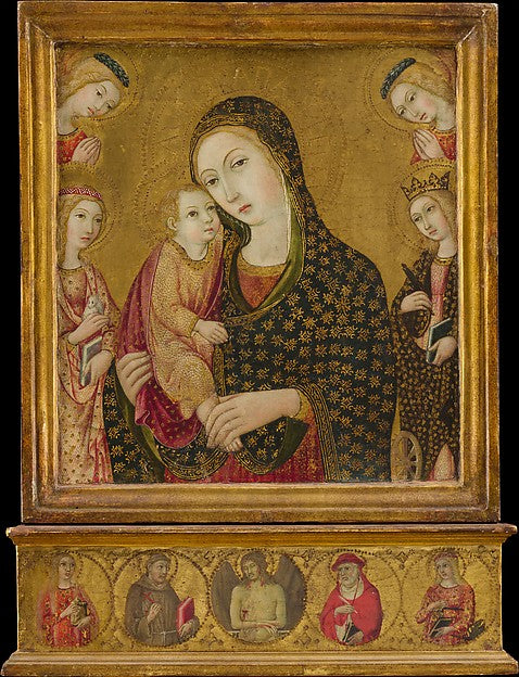 Sano di Pietro:Madonna and Child with the Dead Christ Saints-16x12"(A3) Poster