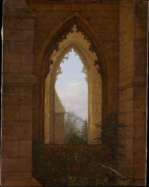 Carl Gustav Carus:Gothic Windows in the Ruins of the Monaste-16x12"(A3) Poster