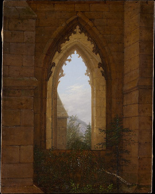 Carl Gustav Carus:Gothic Windows in the Ruins of the Monaste-16x12