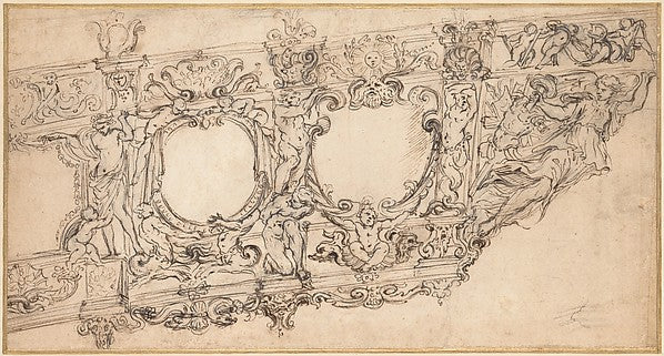 Design for the Prow of a Galley of Pope Urban VIII  with Figur,  Poster Print Wall Art