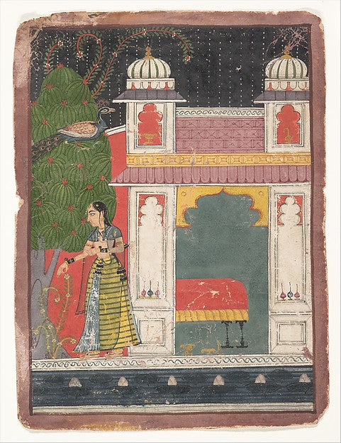 A Heroine Plucking a Flower:  Page from a Dispersed Nayikabhed,16x12"(A3) Poster