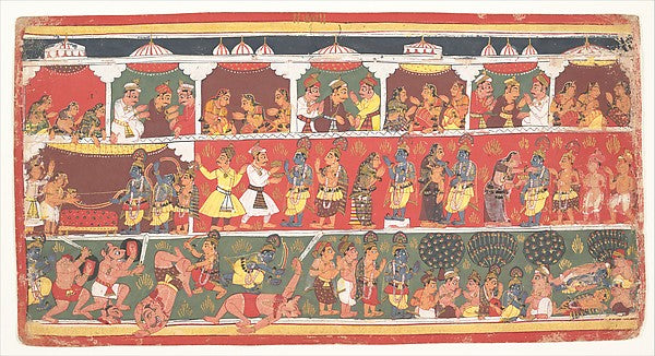Encounters in Mathura -  Page from a Dispersed Bhagavata Purana, 16x12"(A3) Poster