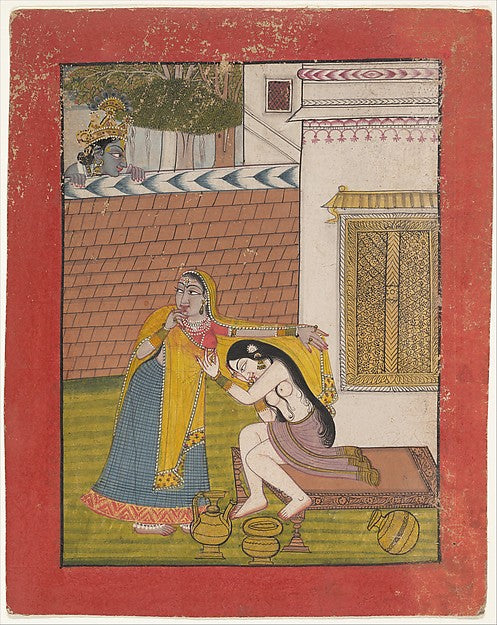 Krishna Spying on Radha c1780–90,  Poster Print Wall Art