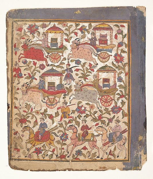 Procession of Carriages Carrying Booty -  Page from a Dispersed, 16x12"(A3) Poster