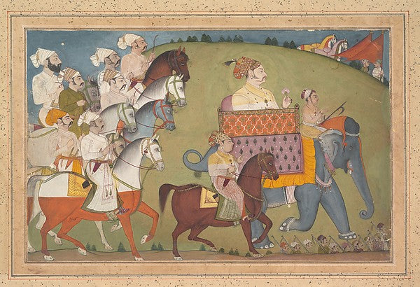 Maharaja Raj Singh in Procession with Members of His Court c17,16x12"(A3)Poster